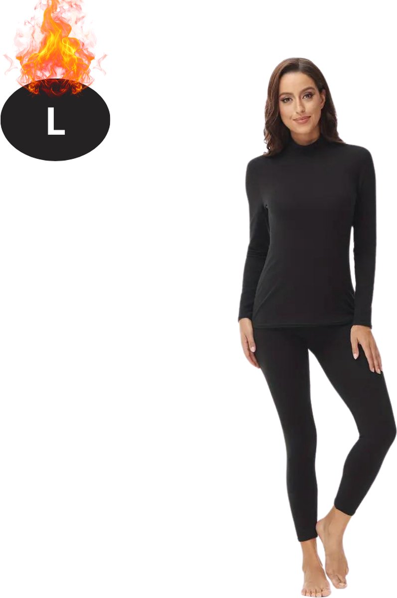 Bovista Thermokleding Dames – Thermobroek – Thermoset – Thermolegging – Winter – Thermoshirt – Zwart – L