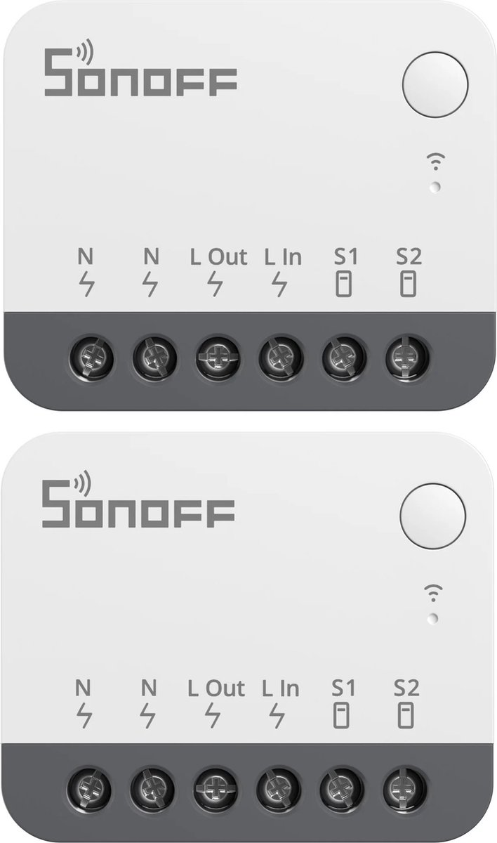 2x Sonoff ZBMINIR2 - Slimme Zigbee 3.0 Schakelaar, Compatibel met Home Assistant, Zigbee Router, Compact Design