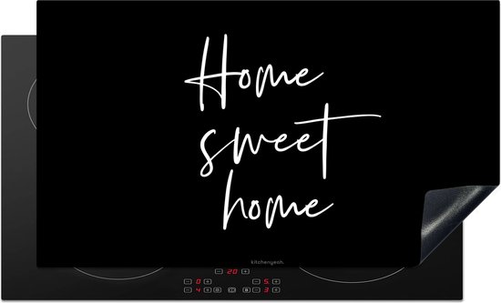 KitchenYeah® Inductie beschermer 91.2x52 cm - Zwart - Quote - Home Sweet Home - Kookplaataccessoires - Afdekplaat voor kookplaat - Inductiebeschermer - Inductiemat - Inductieplaat mat - Keuken decoratie