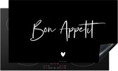 KitchenYeah® Inductie beschermer 91.2x52 cm - Zwart - Quote - Bon Appetit - Kookplaataccessoires - Afdekplaat voor kookplaat - Inductiebeschermer - Inductiemat - Inductieplaat mat - Keuken decoratie