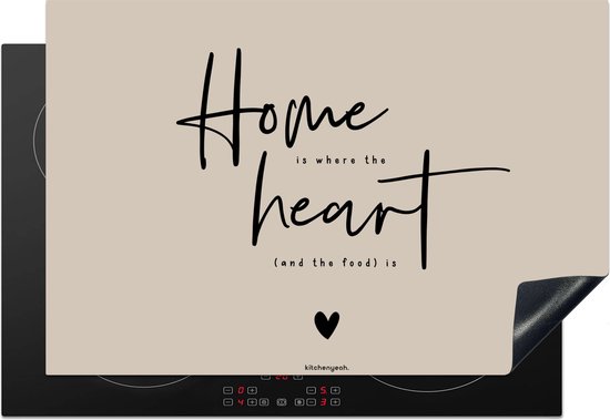 KitchenYeah® Protection plaque induction 76x51.5 cm - Beige - Citation - Maison - Coeur - Protege plaque de cuisson - Couvre plaque induction - Protecteur d'induction - Cuisine