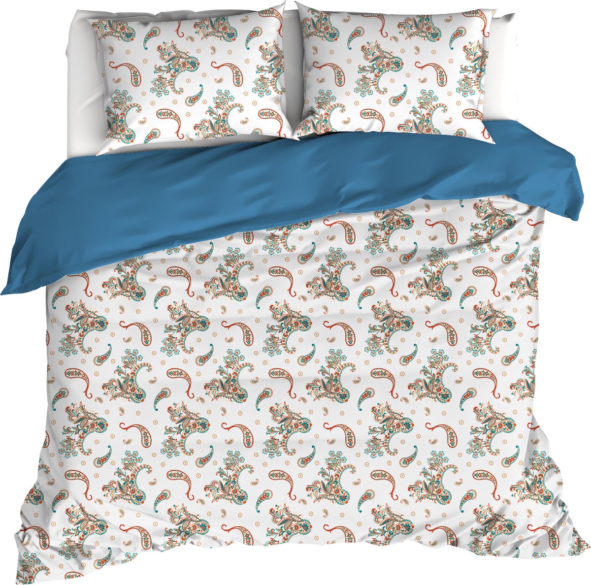 De Witte Lietaer Dekbedovertrek Sybil, Maroccan Blue - 260 x 240 - Katoen Percal Blauw