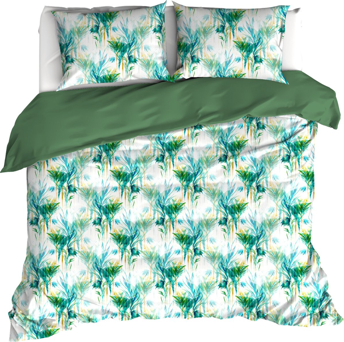 De Witte Lietaer Dekbedovertrek Bambus, Peacock - 240 x 220 - Katoen Percal Groen