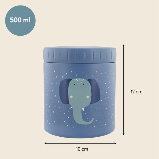 Trixie Thermos container - Mrs. Elephant - Thermo lunchpot voor kinderen - 500 ML - RVS Lunchbox - Blauw van Trixie — afbeelding 4