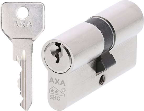AXA Security Dubbel Veiligheidscilinder - Cilinderslot 30/30 - Deurslot met Sleutel - Deurcilinder incl. 3 sleutels - SKG2 - Vernikkeld - 30/30 mm