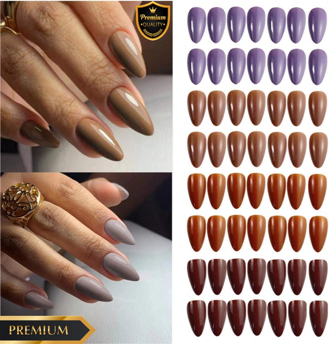 Goedkoopste GUAPÀ® Plaknagels Bruin Tinten | 96 stuks valse nagels | Press On Nails | Zelfklevende Plaknagels | Nepnagels | Kunstnagels | Compleet plaknagels starterspakket | Nagels Wraps | Nail Art | Winter Nagels | 96 stuks plaknagels Bruin Tinten