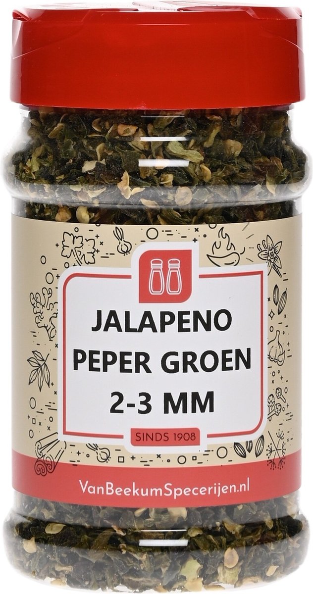 Goedkoopste Van Beekum Specerijen - Jalapeno Peper Groen 2-3 mm - Strooibus 90 Gram