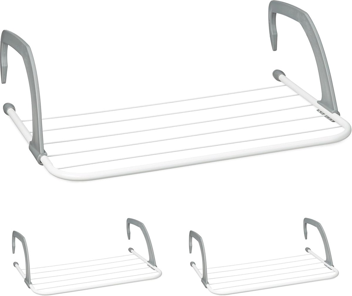 Hangend droogrek set van 3 - compact en verstelbaar voor balkon en verwarming