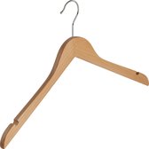 De Kledinghanger Gigant - 40 x Cintre chemisier / cintre chemise en bois de lotus laqué naturel avec encoches pour jupe, 44 cm