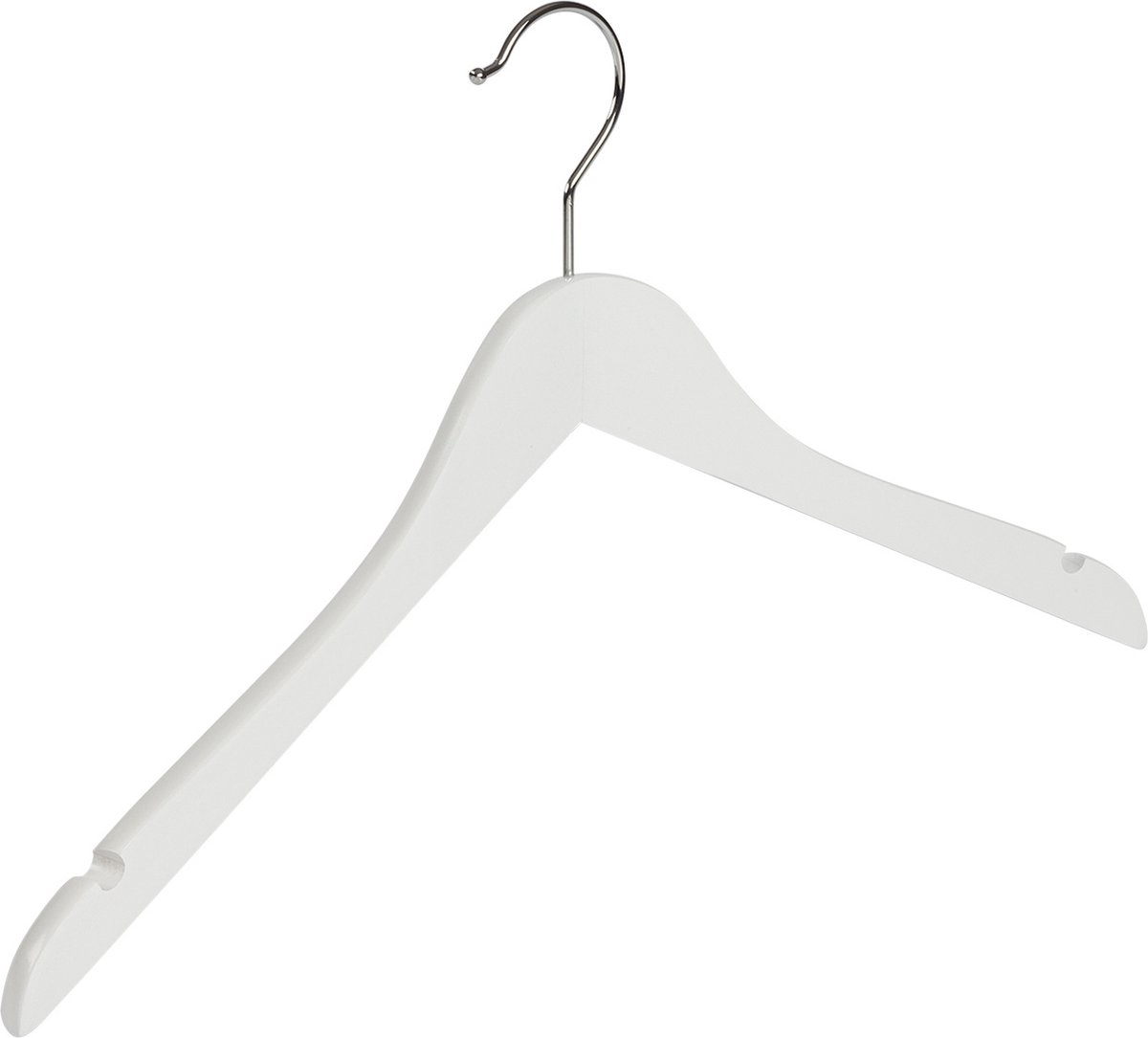 De Kledinghanger Gigant - Kledinghanger - Volwassenen - 7101BA - 10 Stuks - Blousehanger - Shirthanger - Lotushout - Wit Gelakt - Geknikt Model - Rokinkepingen - 44 cm - Kleerhanger (7101BA_01/10)