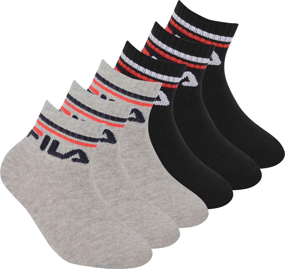 Fila Sokken QUARTER JUNIOR SOCKS Set van 6 Schwarz-grau