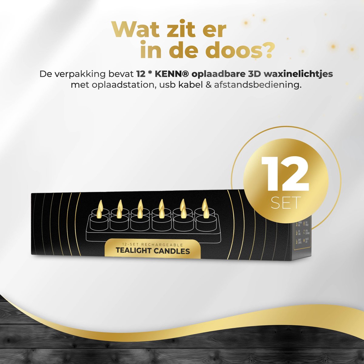 KENN® Originele Oplaadbare Waxinelichtjes – Set van 12 – Met Afstandsbediening & Timer – Inclusief Oplaadstation – Tot 120 Branduren – LED Waxinelichtjes – Oplaadbare Theelichtjes – Realistische Flikkerende Vlam – LED Kaarsen - Nep Kaarsen — cadeau in Wonen & Interieur - foto 4