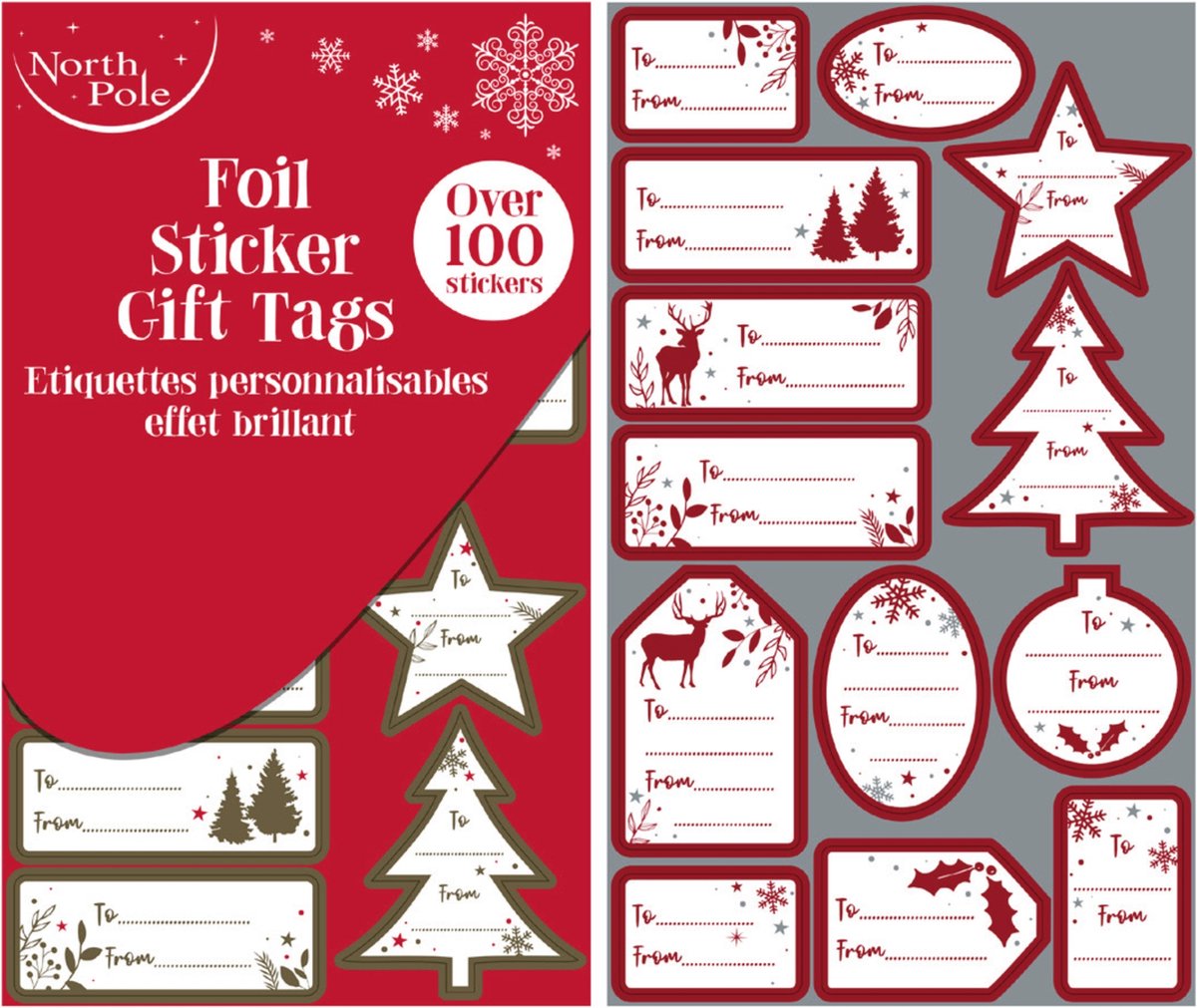 100 x Kerst Naamstickers Naam etiketten - Folie Etiketten - Kerst