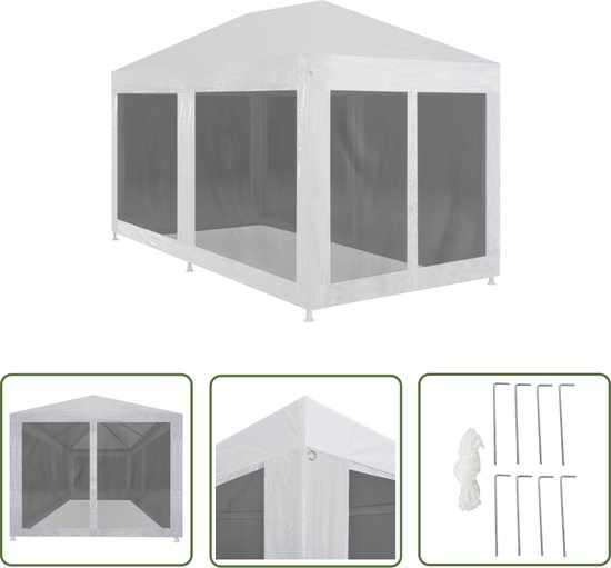 The Living Store Partytent met 6 mesh zijwanden 6x3 m - Partytent - Feesttent - Outdoor - Tuincentrum - Event