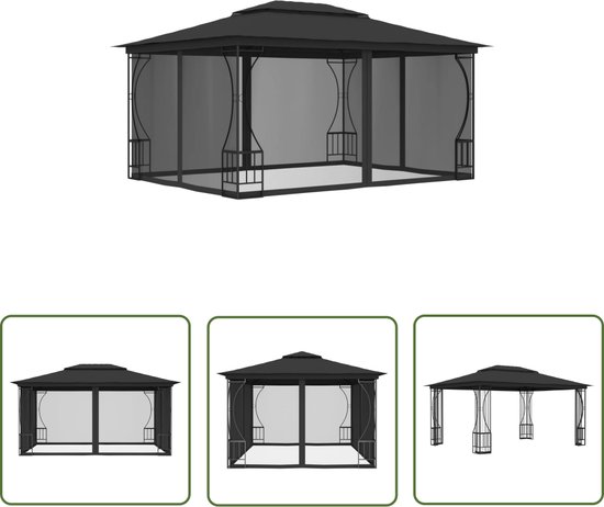 Pavillon The Living Store 300x400x265cm - Anthracite - Acier et polyester - Résistant aux UV