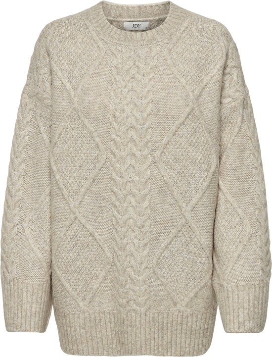 Jacqueline de Yong Trui Jdysilja L/s Long Cable Pullov. Knt 15330701 Oatmeal Dames Maat - XL