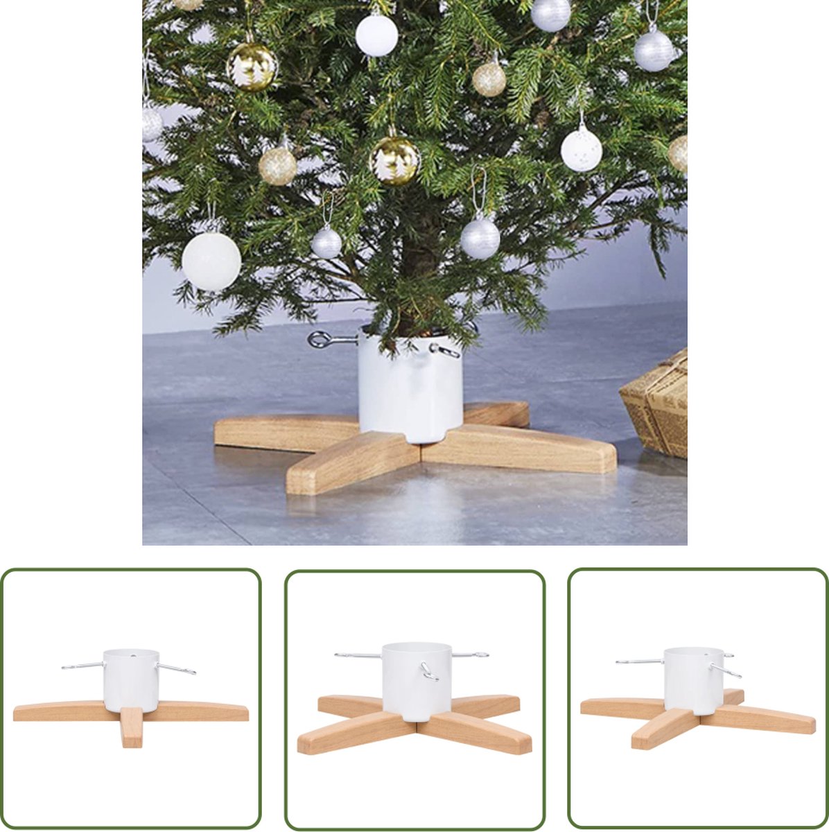 VidaXL Kerstboomstandaard 61x61x15,5 cm wit