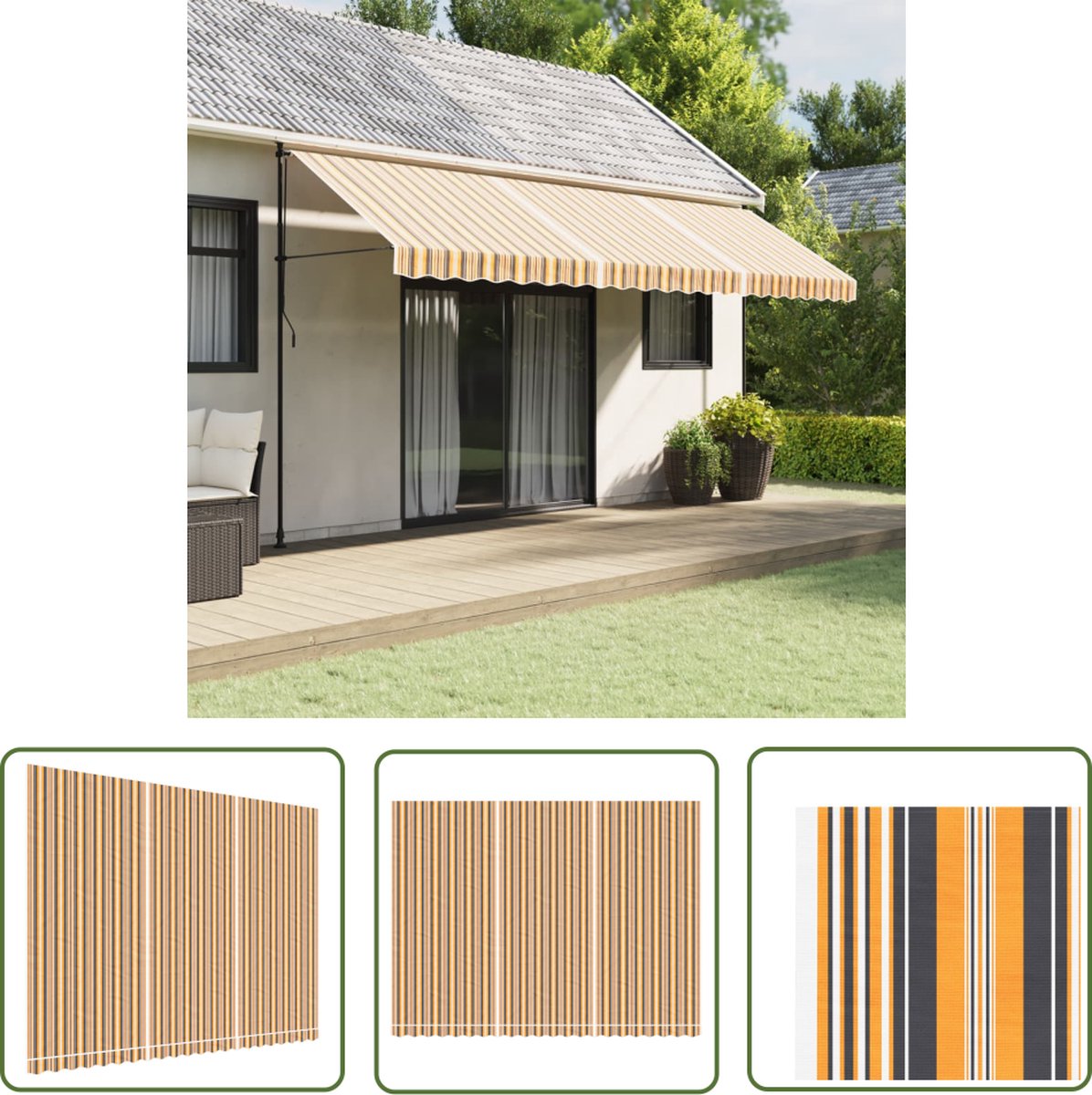Striped multi-colored replacement canopy for 5x3.5m awning - Replacement canopy - Awning fabric - Garden summer - Parasol - Sun protection