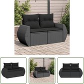 vidaXL Lounge Bank - Tuinbank - Tuinbank 2-zits met kussens poly rattan zwart - Buitentijdbank - Zwarte Tuinbank - Ratan Tuinbank