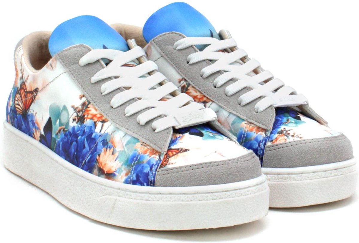 GOBY Blauwe Bloemen Sneakers Schoenen Hoge kwaliteit Handmade