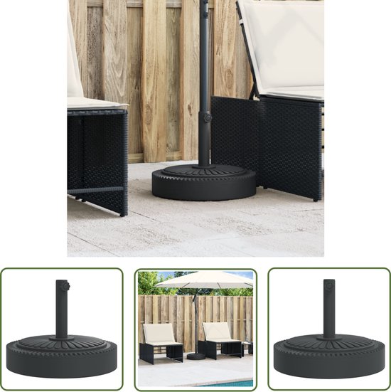 The Living Store Parasolvoet voor stokken van Ø38 / 48 mm 25 kg rond – Parasolvoet – Parasolbasis – Beton Voet – Zwarte Parasolvoet – Parasol Accessoires