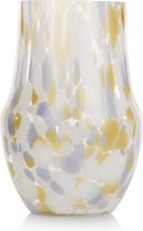 GILDE Decoratieve vaas bloemenvaas glazen vaas - cadeau voor vrouwen verjaardagscadeau - decoratie lente Pasen - kleur: transparant geel groen blauw hoogte 14,5 cm