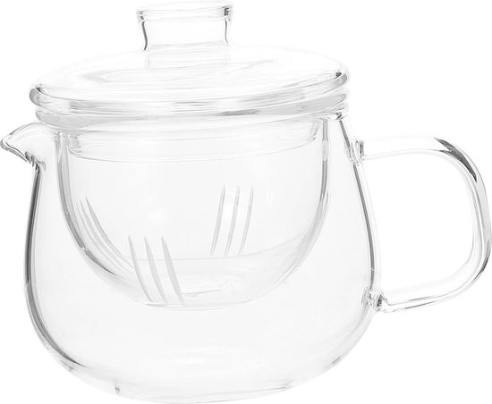 Glazen theepot met filter/infuser van 1,2 liter met 6x stuks theeglazen van 350 ml