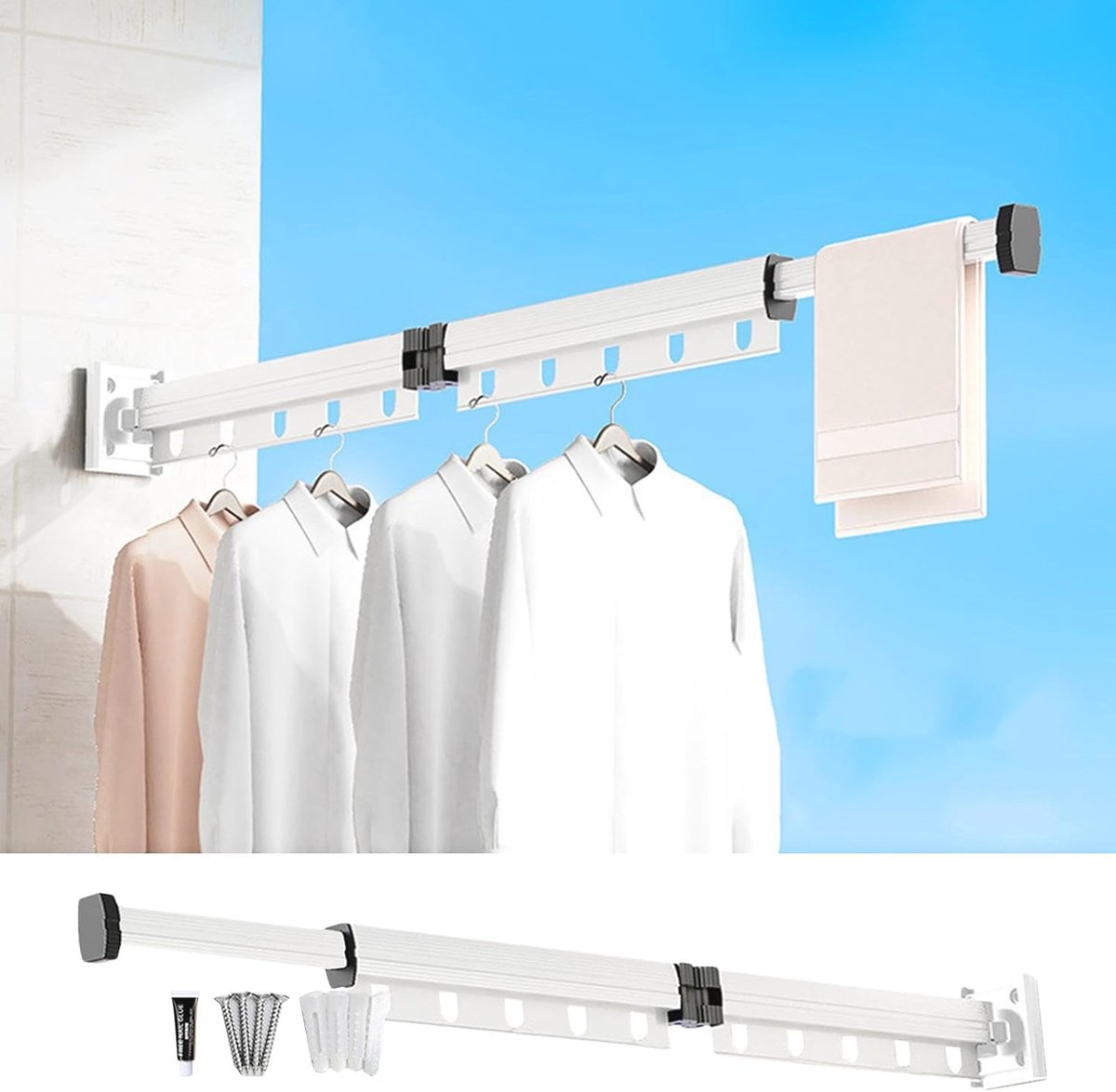 Goedkoopste Wanddroogrek voor Kleding - Opvouwbaar Aluminium Droogrek voor Binnen en Buiten