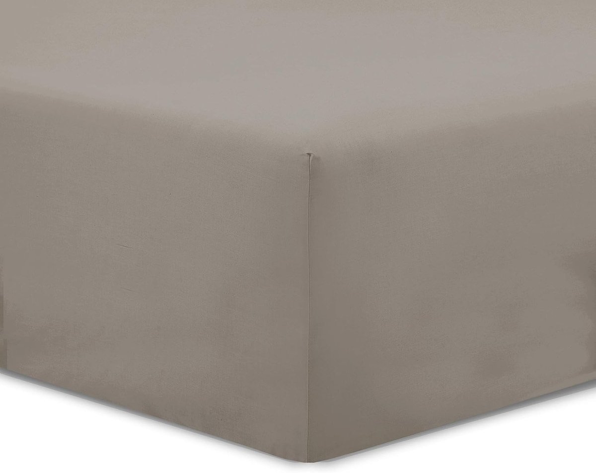 Goodivery ® Fijn Geweven Hoeslaken van 100% Katoen in Taupe voor Matrassen tot 25 cm Hoog