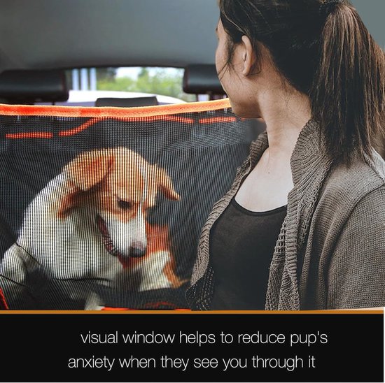 Waterdichte hondenautohoes met gaasvenster en opbergzak - Antislip achterbankbescherming voor honden van Petibonus — afbeelding 2