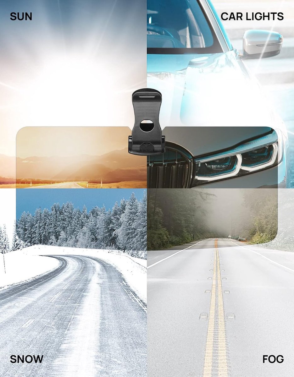 Jodsen Auto-zonneklep, verlengstuk voor de auto, zonwering, zonnescherm, lensvrij vizier voor automobilisten, instelbare auto-vizierverlenger, verblindingsbescherming, uv-bescherming