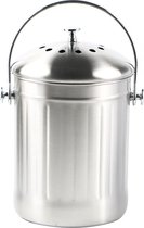 Compostemmer - Afvalbakje - compostbak - RVS - zilver - 5L - met deksel - Afvalemmer - voor gft-afval keuken afval