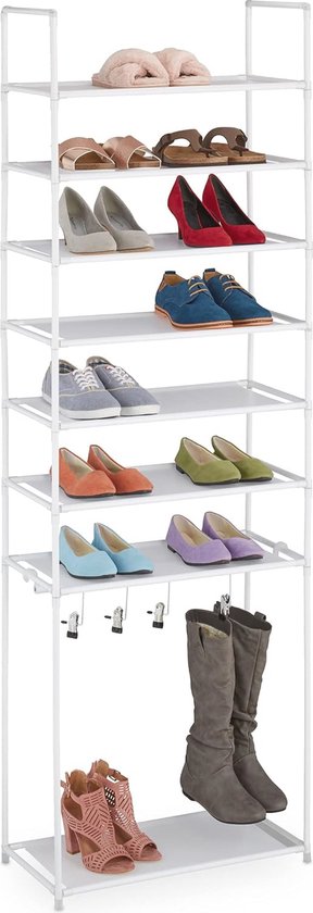Relaxdays schoenenrek 8 etages - open schoenenkast staal - schoenen