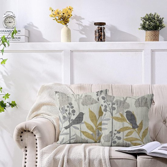 Set van 4 decoratieve kussenhoezen van 40 x 40 cm, bloemen en planten