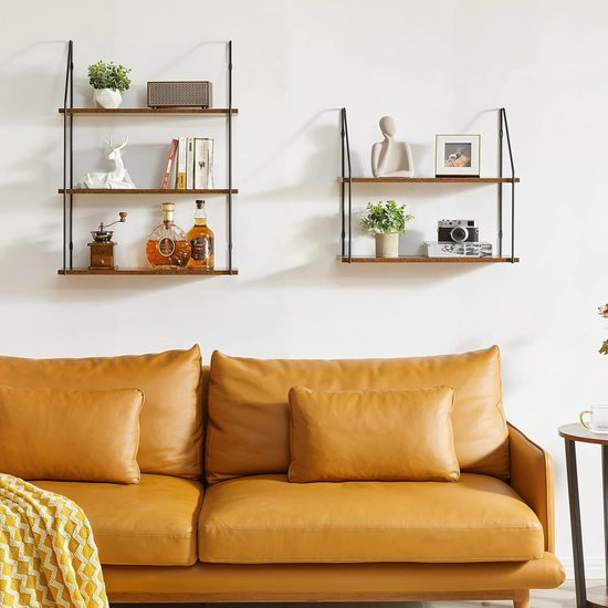 Zwarte wandplank, set van 3 planken voor aan de muur