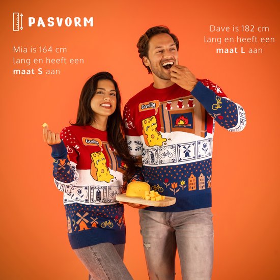 JAP Christmas Around the World Kersttrui voor kinderen (maat 134/140) - 100% Gerecycled - Kriebelt niet - Kerstcadeau - Foute Kersttrui jongens en meisjes (9/10 jaar) - Nederland - Rood/Wit/Blauw