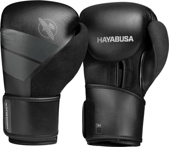 Gants de boxe Hayabusa S4 - Noir - 12 oz - avec bandages noirs gratuits
