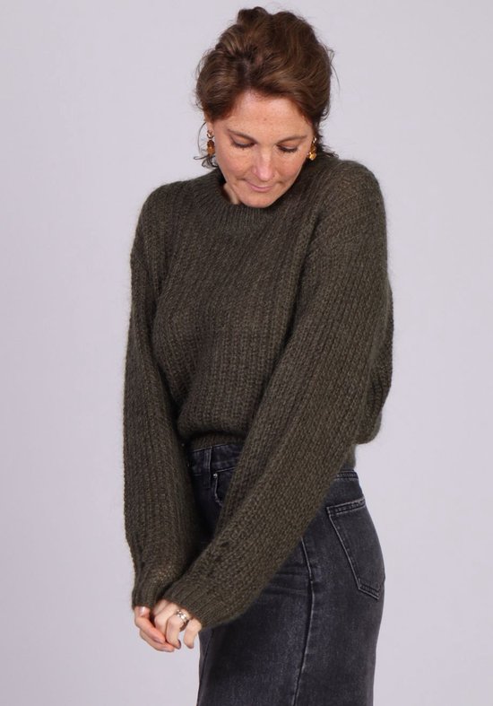 Pull vert grosse maille en laine Naissance - Grace & Mila