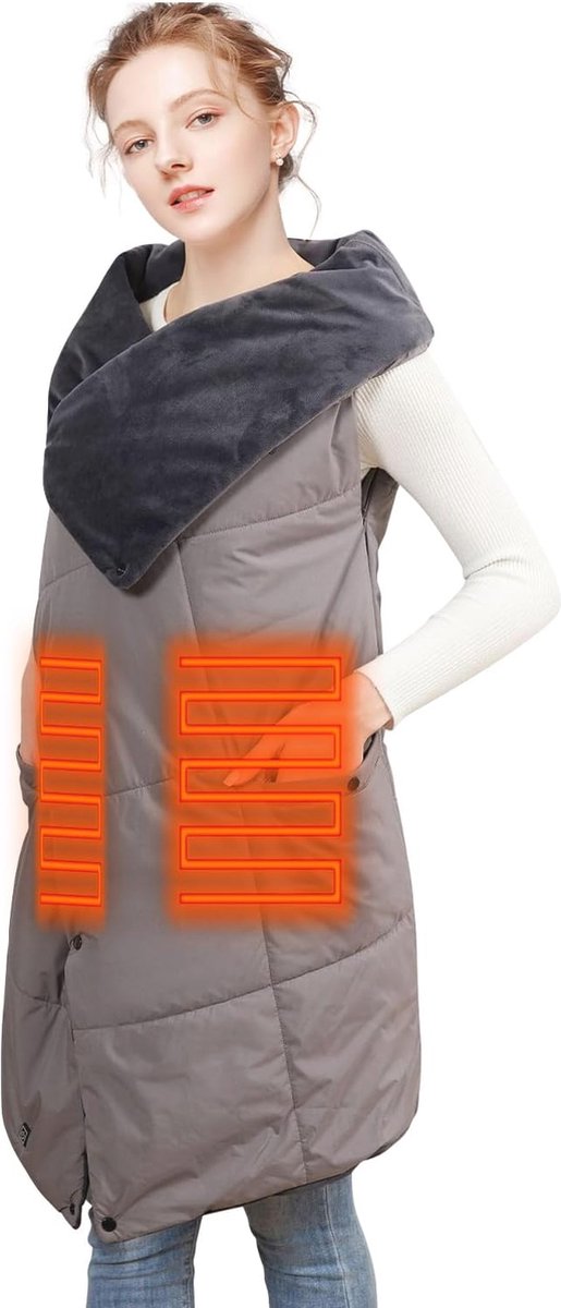 Draadloze Elektrische Deken voor Volwassenen - 132 x 110 cm - Machinewasbaar en Draagbaar met 6 Verwarmingszones