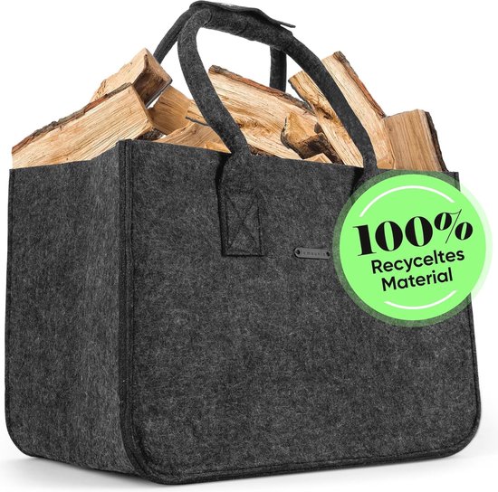 Premium Brandhout Tas, Gemaakt van Polyester - Draagbare en Opvouwbare Open Haard Mand, Waterdicht (Zwart Premium Brandhout Tas, Gemaakt van Polyester - Draagbare en Opvouwbare Open Haard Mand, Waterdicht (Zwart
