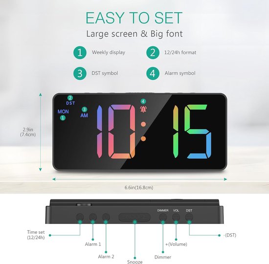 XREXS Dynamische led-timer, 6 vaste kleuren en 4