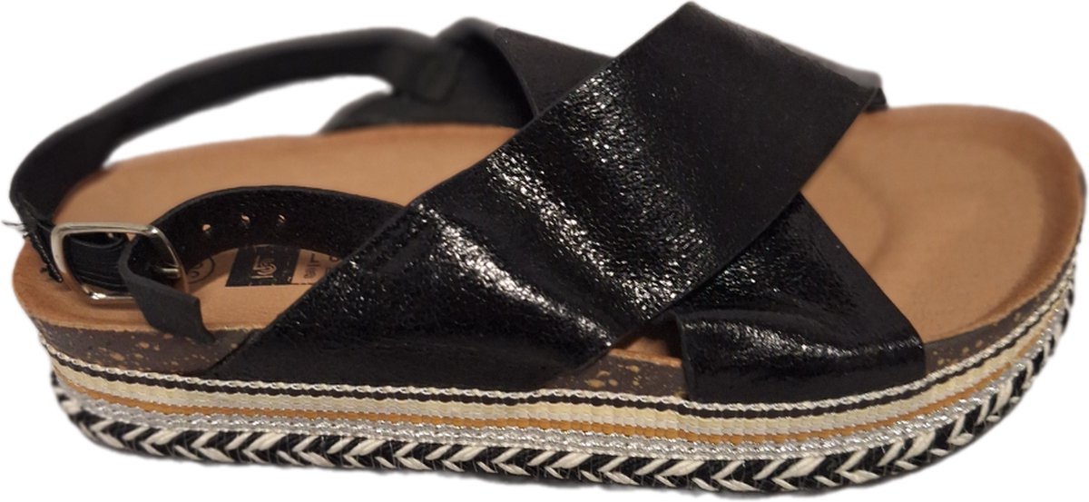 LUCKYSHOES-LEDERLOOK-SLIPPER-PLATEU 3CM-CULTRAND LANGS ZOOL-37