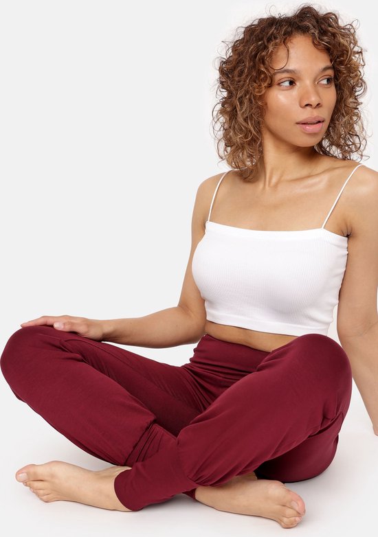 Bellivalini Dames Yogabroek - Sportbroek - Vrijetijdsbroek - Lang - Viscose - Sport - BLV-BLV50-278-YP - Wijn - 3XL van Bellivalini — afbeelding 3