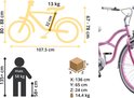 Schéma dimensionnel d'un vélo enfant rose avec ses mesures.