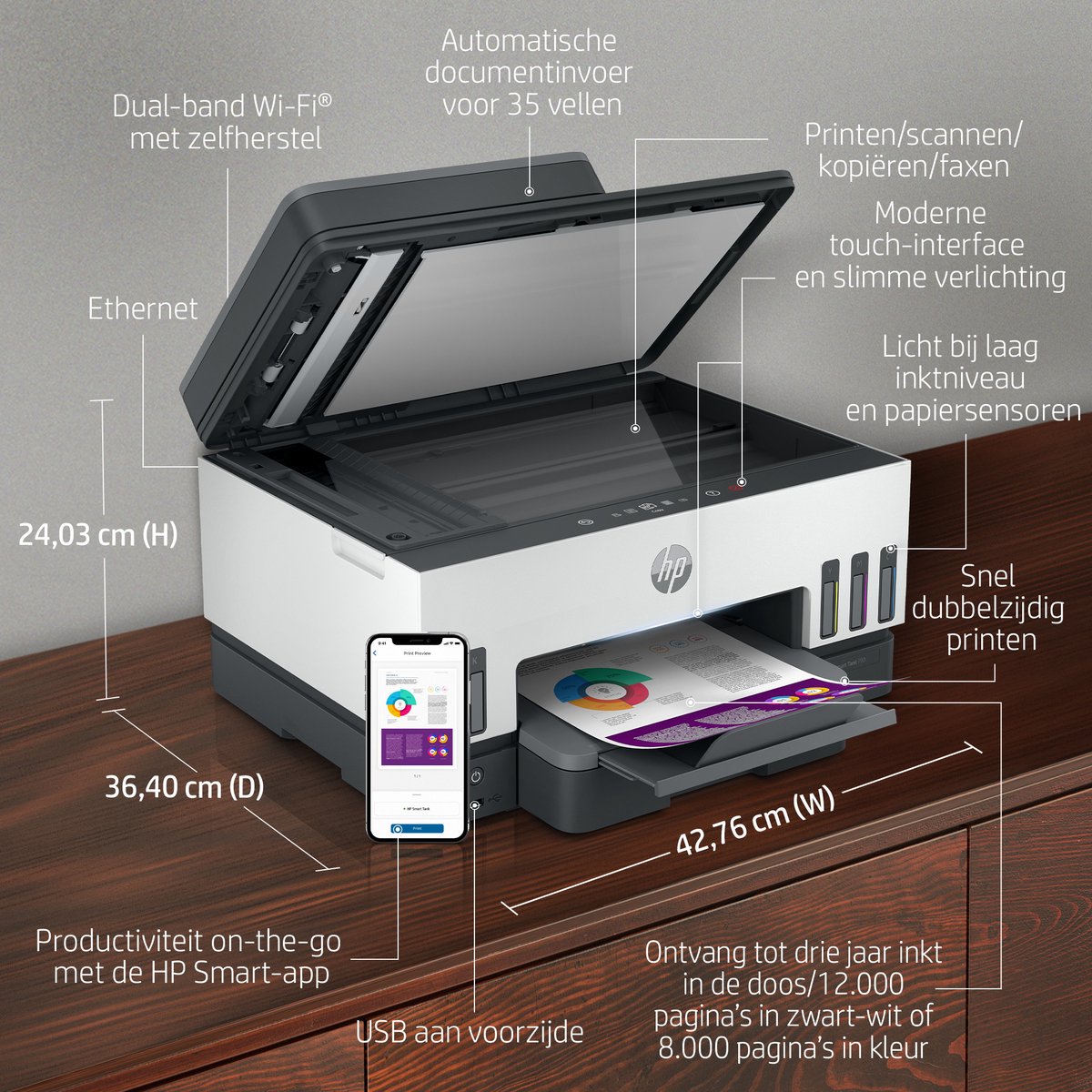 HP Smart Tank 7605 - All-in-One Printer - Inclusief tot 3 jaar inkt - Grijs — afbeelding 7