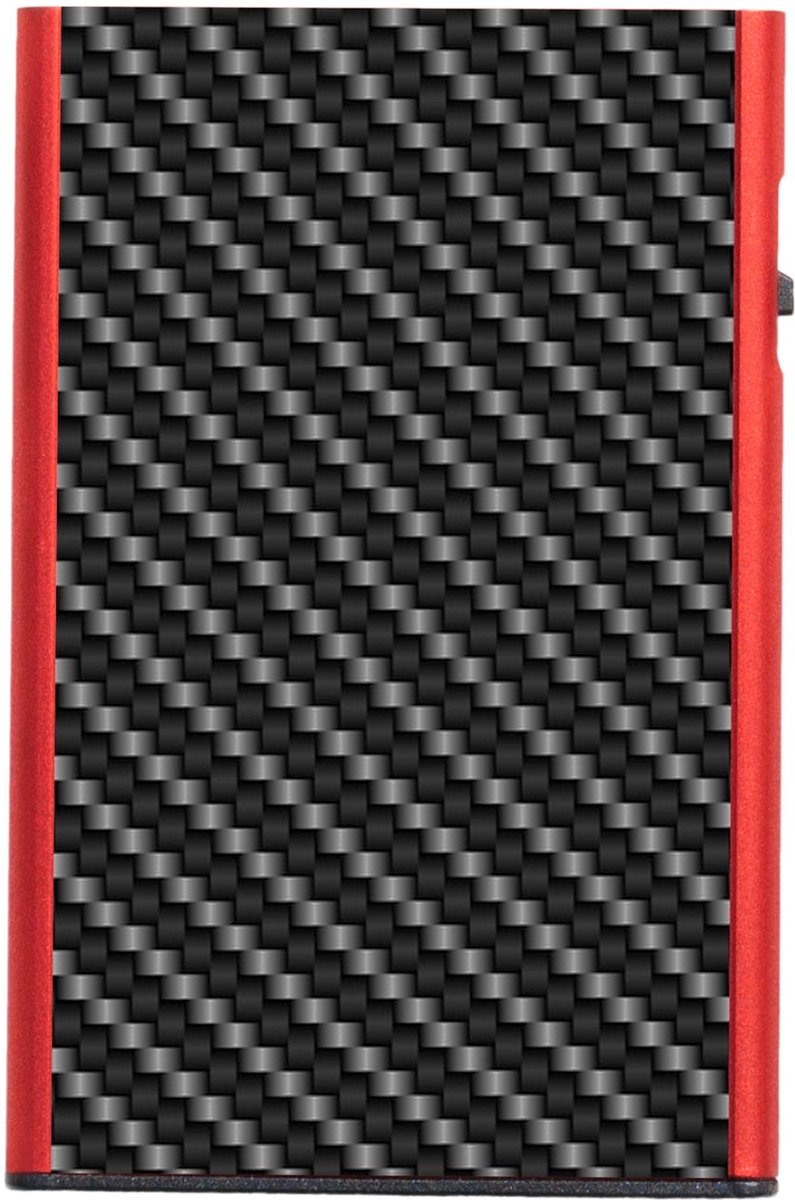 TRU VIRTU Kaarthouder Click & Slide Card Etui Carbon Fibre Black / Red Zwart Veelkleurig