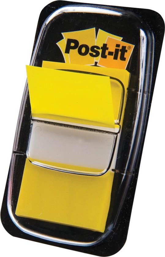 Post-it - index standaard | ft 24 | 4 x 43 | 2 mm | houder met 50 tabs | geel