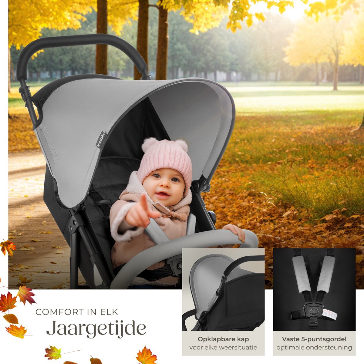 tectake® Buggy-Kinderwagen, Einhand-Klappmechanismus, mit 5-Punkt-Gurt, Feststellbremse, Schutzbügel, pulverbeschichtetes Stahlgestell und pflegeleichter Stoffbezug, für 0 bis 36 Monate geeignet, Belastbarkeit 15 kg online kaufen bei Netto