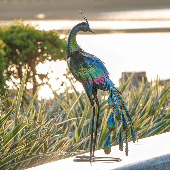 Madame Jones Metal Peacock 40 cm Figurine de Jardin Plein air Jardin debout Décoration de jardin Figurine en métal Décoration de Jardin - Décoration de paon - Paon en métal.