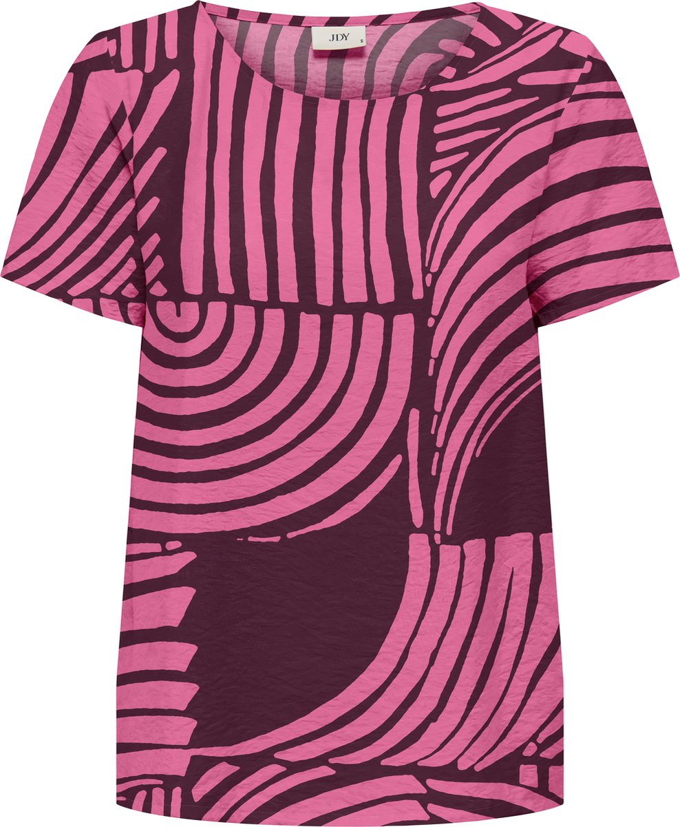 Jacqueline De Yong JDYTROYA Life S/S Haut Femme à Col Rond – Manches 3/4 – Imprimé Intégral – Coupe Normale